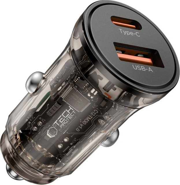 Tech-Protect Auto-Ladegerät CC01 in Schwarz mit 45W, 5A, 1 x USB-A und 1 x USB-C - Bild 1