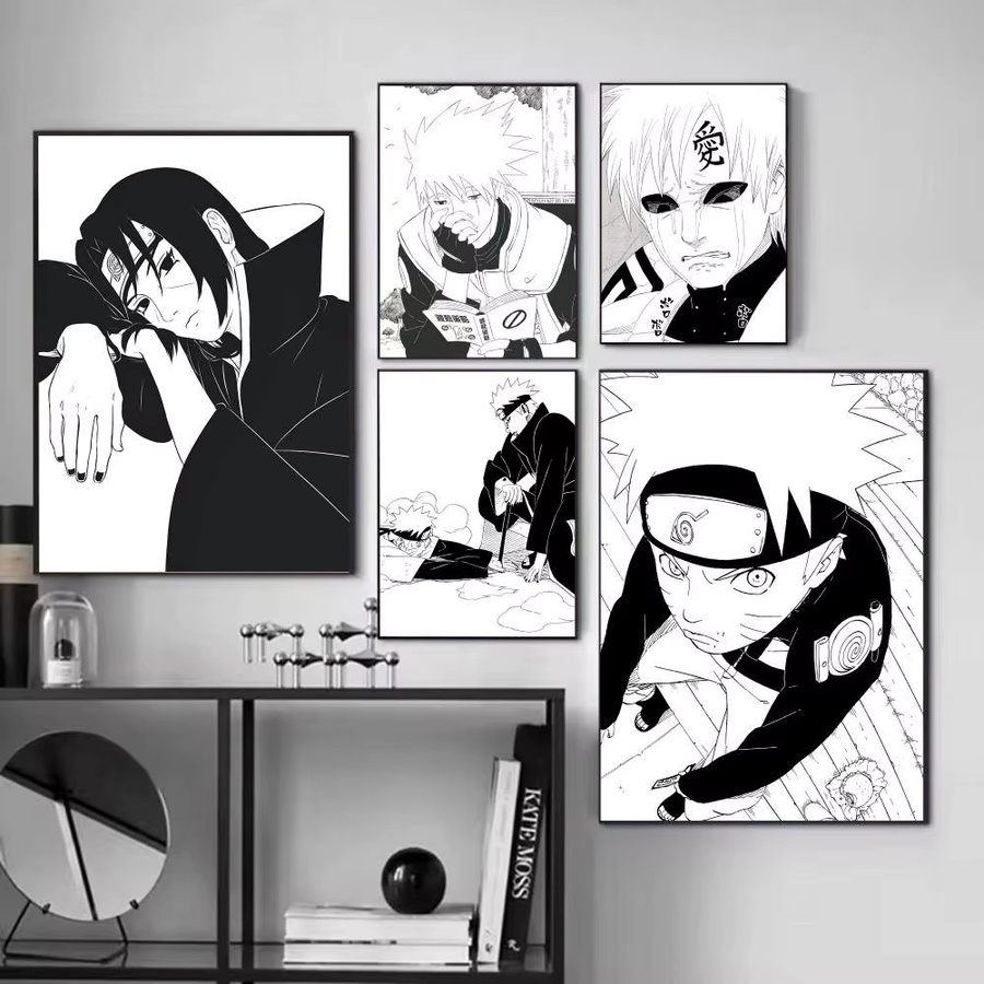 Selbstklebendes Naruto Manga Poster in Schwarz-Weiß aus Papier, rechteckiges Anime Kunstposter für dein Zuhause - Bild 2