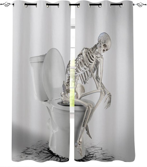 Yiran Furniture Skelett Vorhänge mit Ösen, halbtransparent, Polyester, B: 50 cm, H: 130 cm, 2 Stück - Bild 1