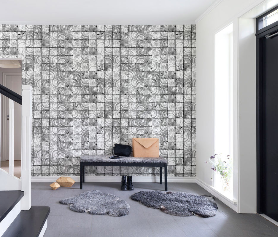 Rebel Walls Mural Age Rings Wandtattoo in Schwarz Weiß Grau mit geometrischem Design im modernen Stil - Bild 3