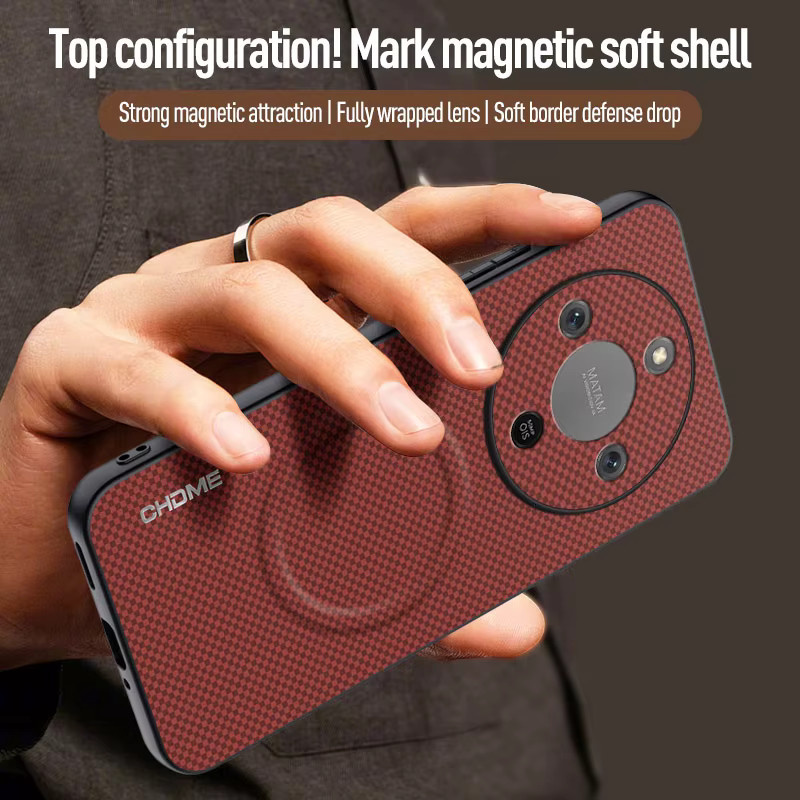Luxus Silikon Handyhülle mit Auto-Magnethalter für Honor Magic 8 Lite, Honor X9D und Honor X70 5G, stoßfest, in Braun oder Rot - Bild 3