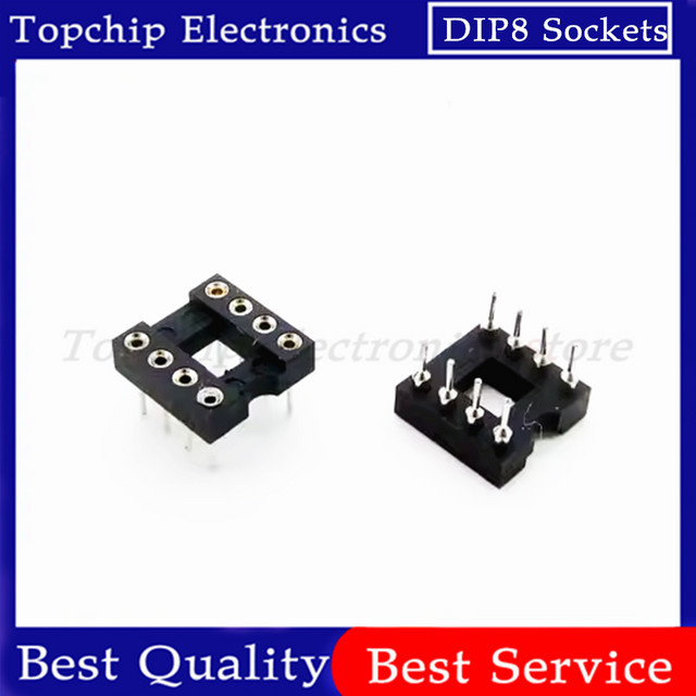 10 Stück DIP-8 IC-Sockel-Adapter Rundloch 8 Pins 2,54 mm Löttyp in Schwarz - Bild 1