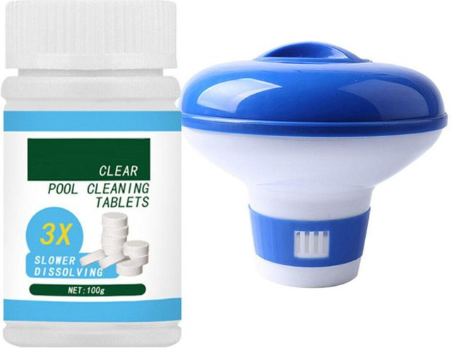 Wosawe Outdoor Sports Chlor Brausetabletten zur Desinfektion mit schwimmender Dosierbox für Pools und Spas in Blau - Bild 1
