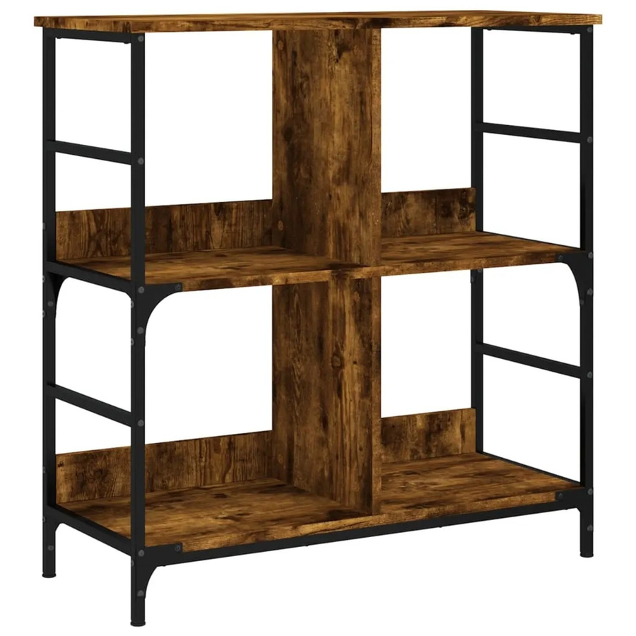 VidaXL Bücherregal im Industrie-Stil aus Holzwerkstoff und Stahl, Räuchereiche, B/T/H: 78,5 x 33 x 82 cm - Bild 2