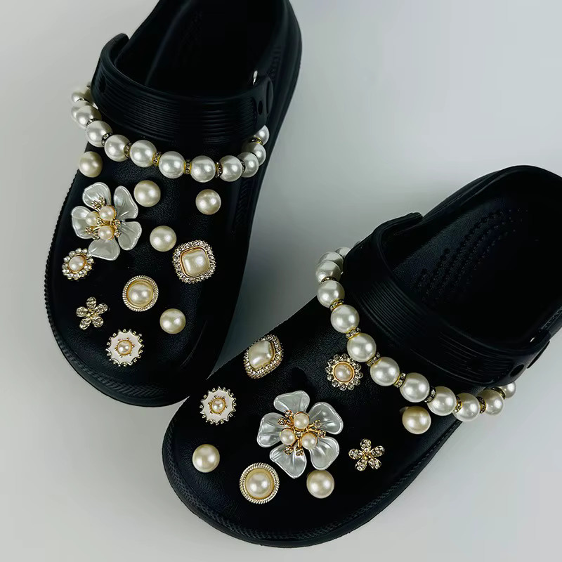 FHLDING Schuh Charm, Wasser Diamant, Perle, Blume, Kette, Schnalle, 22 Stück - Bild 4
