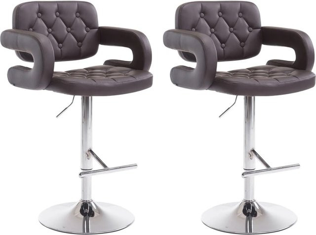 CLP 2er Set Barhocker Dublin Braun mit Armlehnen und 360 Grad Drehsitz - Bild 1