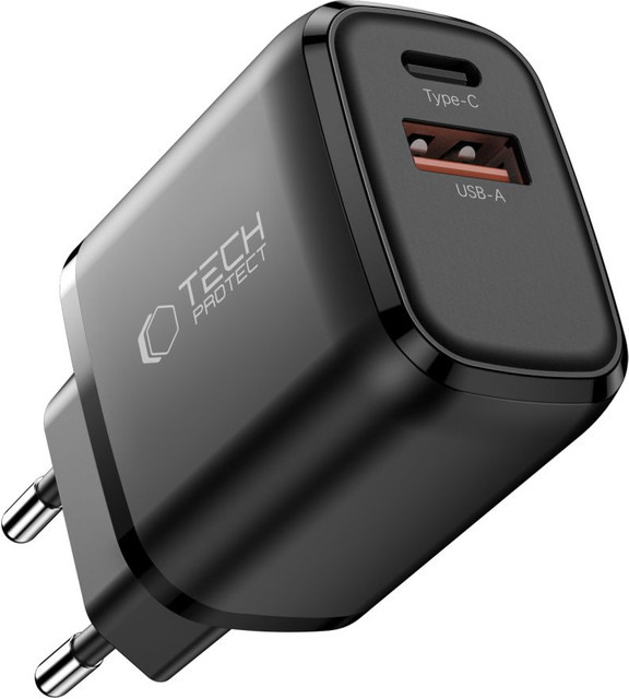 Netzladegerät Tech-Protect NCA45W mit 45W, 3A, 1 x USB-A und 1 x USB-C in Schwarz - Bild 1