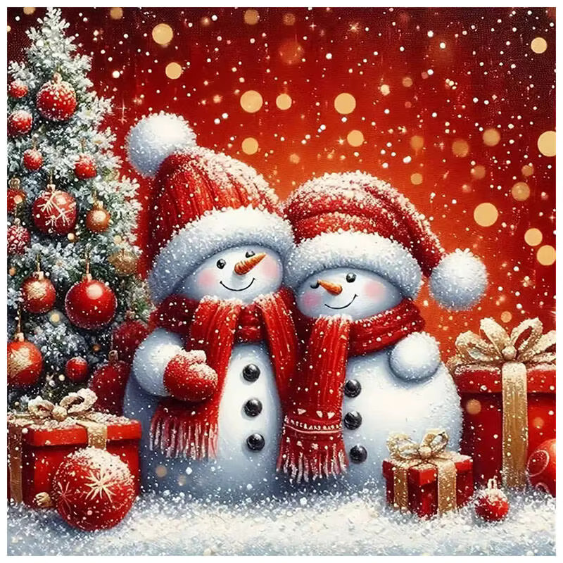 HUACAN Diamantmalerei Weihnachten Set mit Schneemann und Baum, Mosaik-Bastelset Multicolor, B/H: 20 x 20 cm - Bild 4