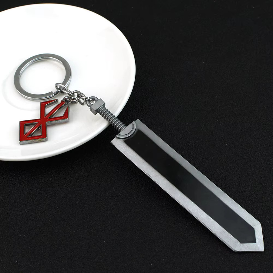YUMEI Schlüsselanhänger Schwert, Rot-Schwarz, 12 cm, Unisex - Bild 3