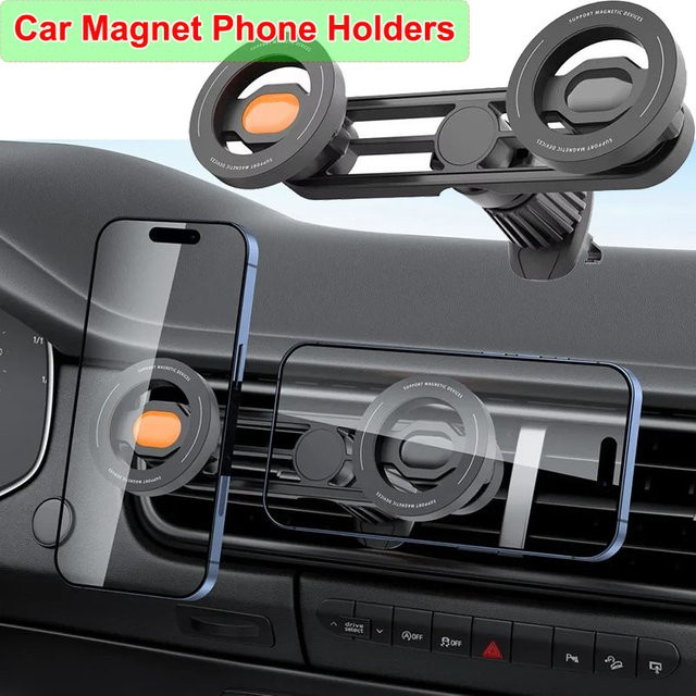 Beworth Magnetische Auto-Entlüftungshalterung für iPhone 16 mit 2 Handyhalterungen, Schwarz - Bild 1
