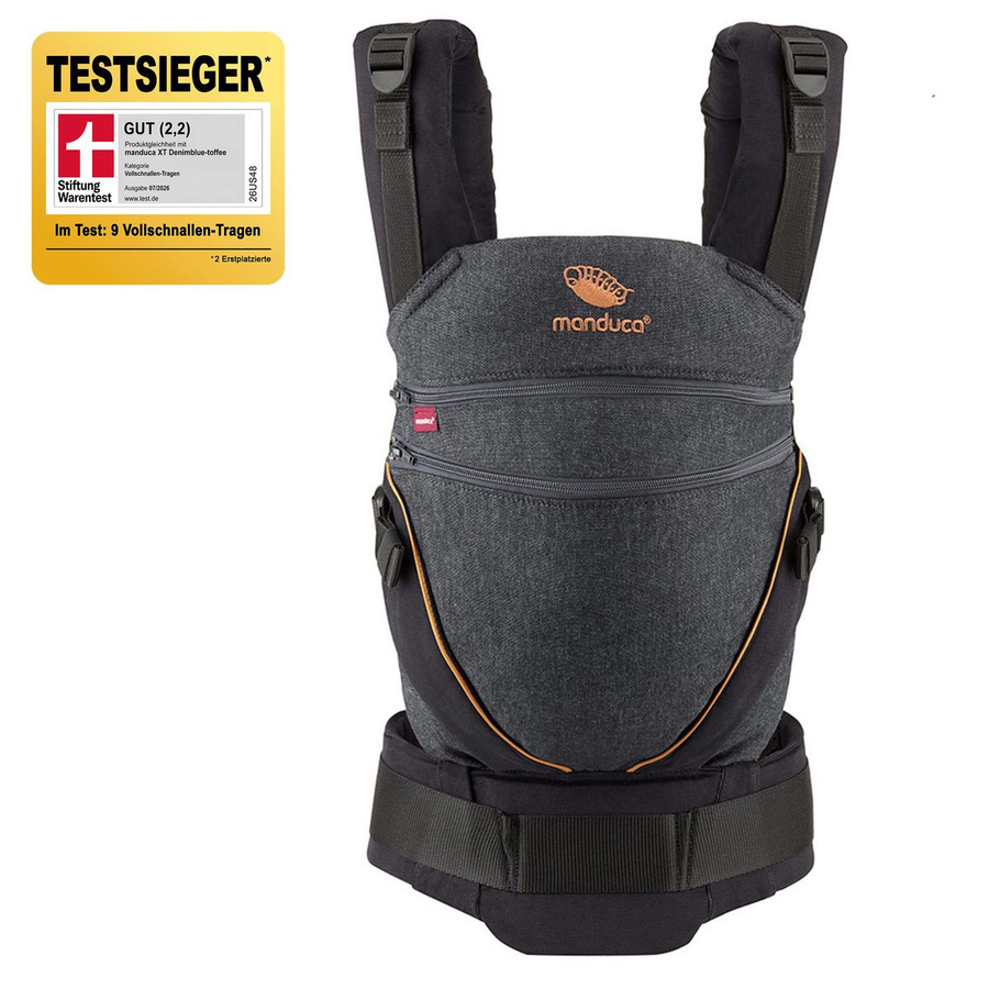 Manduca XT Babytrage aus Baumwolle in Denimblack Toffee mit 3 Tragepositionen - Bild 2