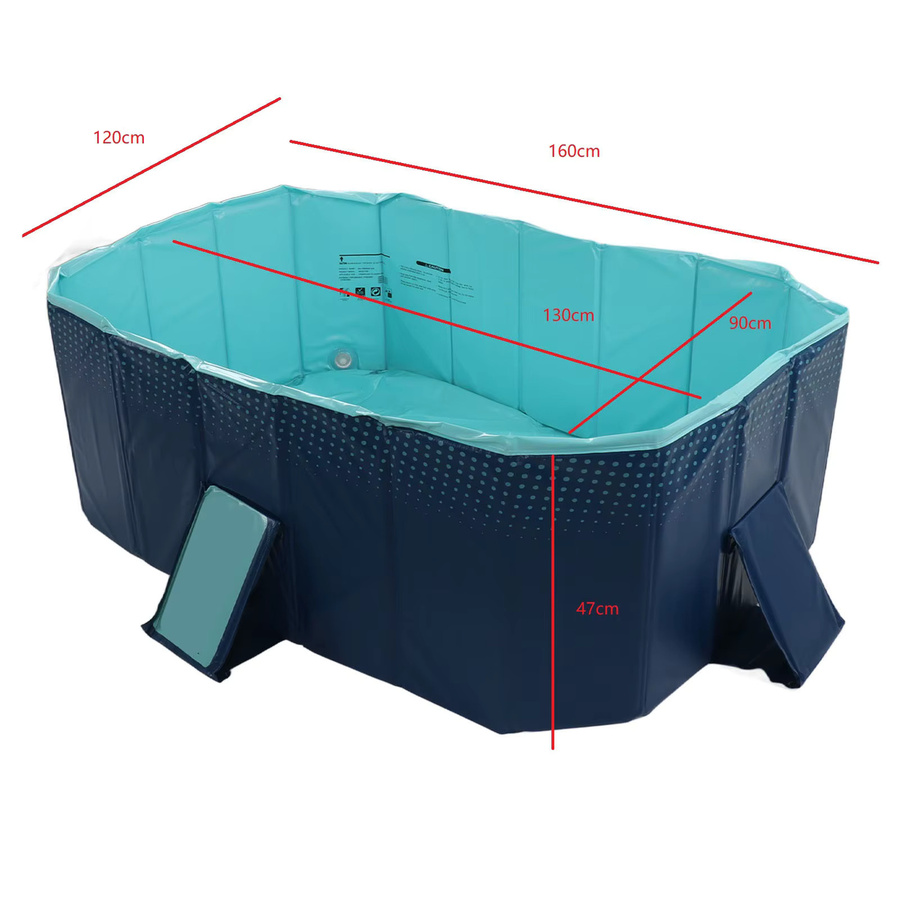 Faltbarer XXL-Schwimmpool für Garten und Zuhause, rechteckiger aufblasbarer Badepool, B/T/H: 160 x 120 x 47 cm - Bild 4
