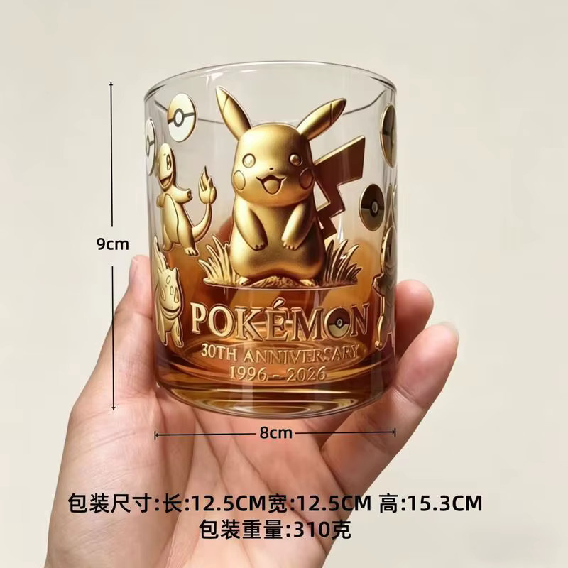 TAKARA TOMY Pokémon Glasbecher, 30. Jubiläum, Geprägte Transparente Tasse - Bild 2