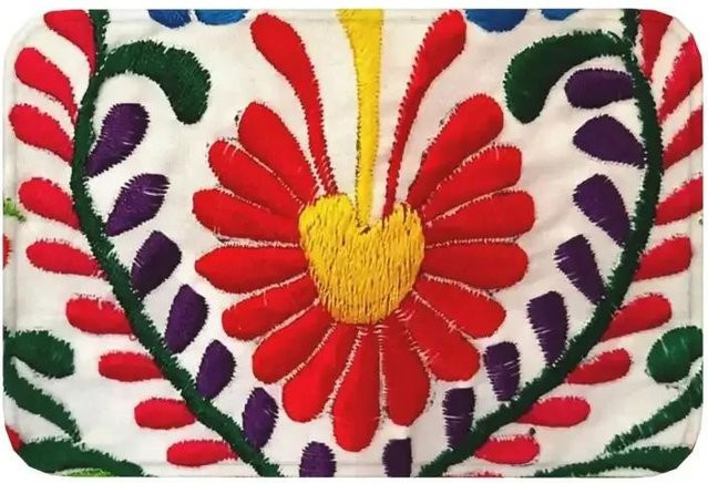 Rutschfeste Fußmatte Lodestar mit mexikanischem Otomi-Vogelmuster und Blumenkunst, Polyester, Mehrfarbig, B/T/H: 75 x 45 x 1 cm - Bild 1