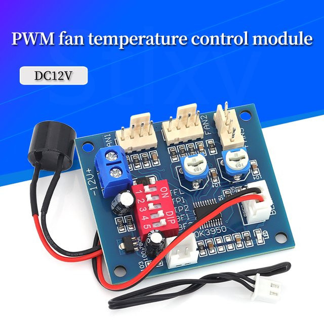Buzzle PWM PC CPU Lüfter Geschwindigkeitsregler mit Temperaturregelung und Temperaturfühler, DC 12V 5A, Blau - Bild 1