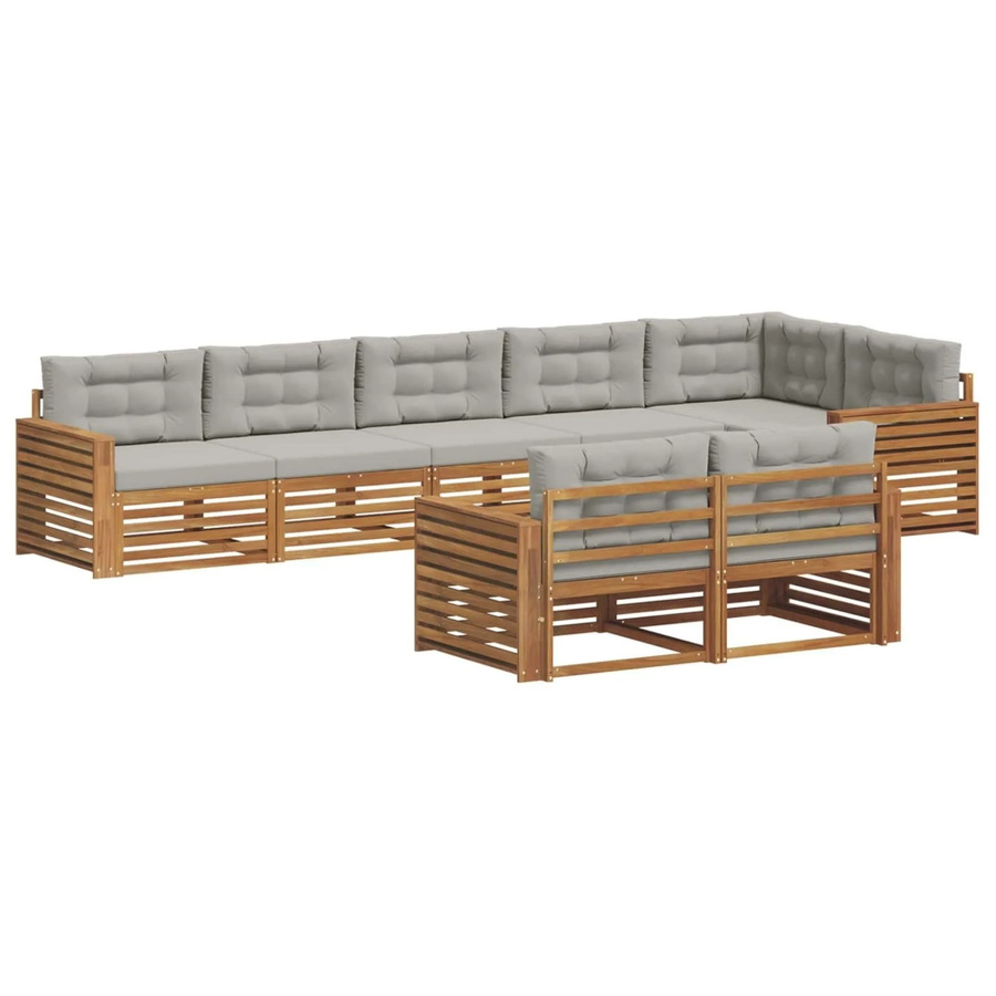 vidaXL Outdoor-Sofagarnitur aus Akazienholz in L-Form mit Kissen, 25-teiliges Set, Natur und Grau - Bild 2
