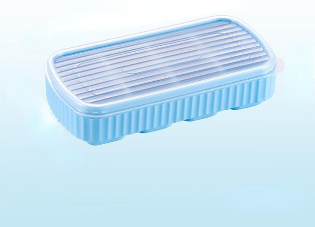 Eiswürfelform mit Deckel von chenxiaogang aus Silikon in Blau, stapelbare Eiswürfelbereiter für Eis am Stiel - Bild 1