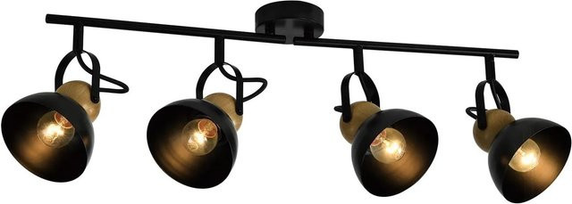 NETTLIFE Deckenstrahler im Industrial Design aus Metall und Holz in Schwarz, verstellbar, E27, Höhe: 66 cm, Breite: 25 cm, Tiefe: 21 cm - Bild 1
