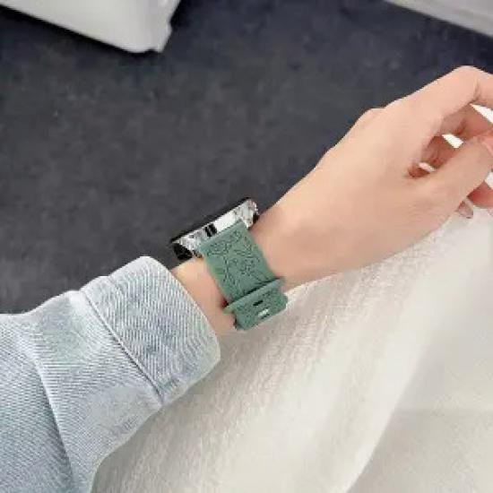 Foucsontop Uhrenarmband Silikon, Rosenmuster, grün, 20 mm, 22 mm, Unisex - Bild 1