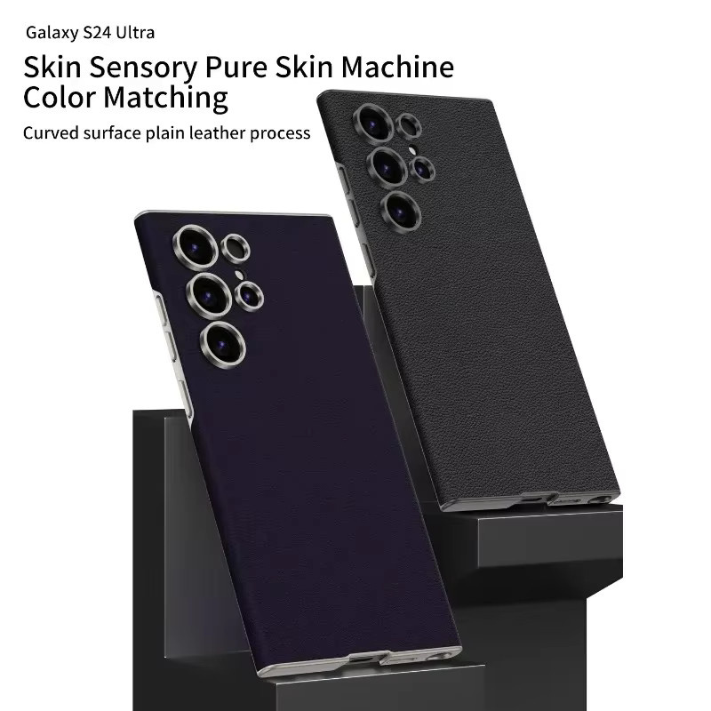 Stoßfeste Handyhülle aus PU-Leder für Samsung Galaxy S25 Ultra, S24 Ultra und S23 Ultra in Grau - Bild 5