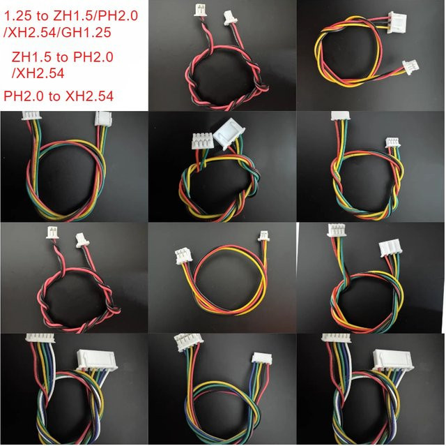 E-SIMPO Adapter Umwandlung Terminal Drahtverbindungskabel Set 10 Stück in Multicolor für ZH1,5/PH2.0/XH2,54/GH1,25 zu XH2,54 mit 2P 3P 4P 5P 6P Optionen - Bild 1