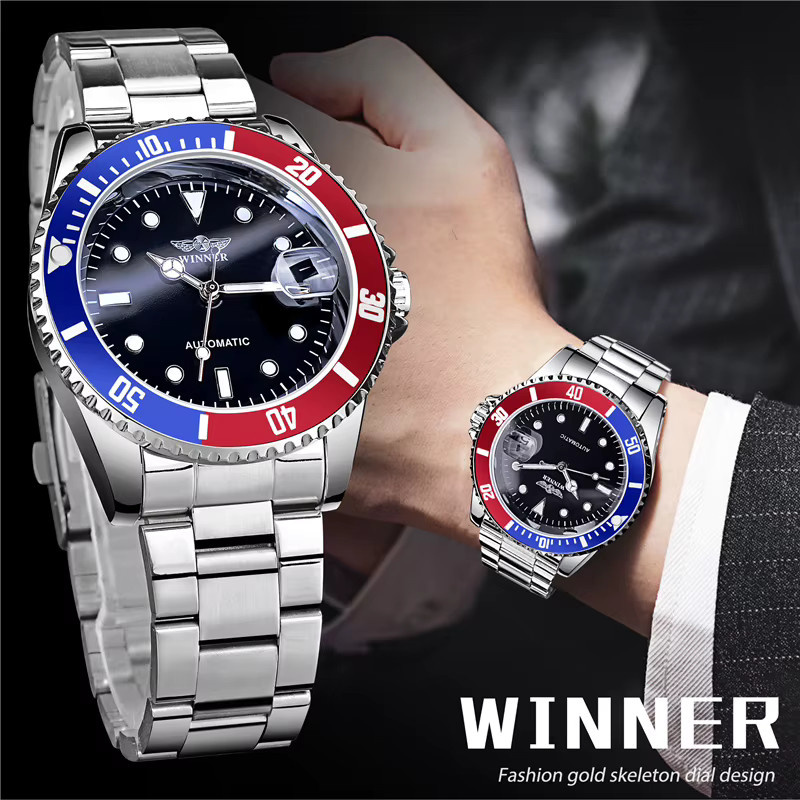 WINNER Armbanduhr Automatik, Edelstahl, Schwarz, Herren - Bild 3