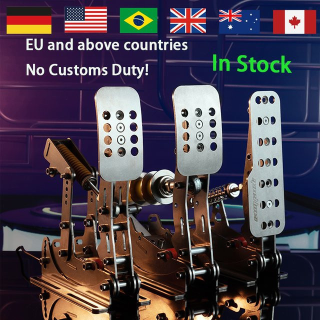 SIMJACK Ultimate Pedals Sim-Racing-Pedale für PC mit Drucksensor Lastzelle und HE Hydraulik in Silber - Bild 1