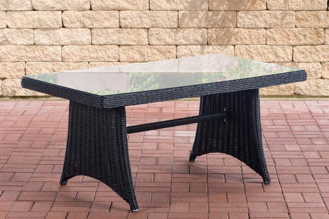 TPFGarden Gartentisch Sibell aus Polyrattan und Glas in Schwarz - Bild 1