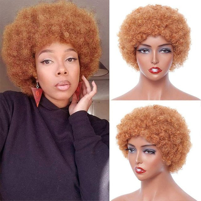 Linhua Afro-Perücke, mittelbraun, verworrene Locken, Damen - Bild 1
