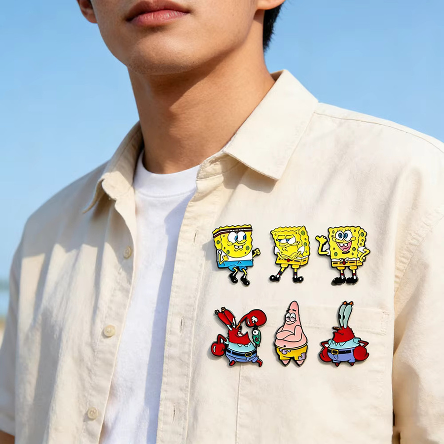 Bandai Broschen-Set, SpongeBob Schwammkopf, Emaille-Pins, Unisex - Bild 4