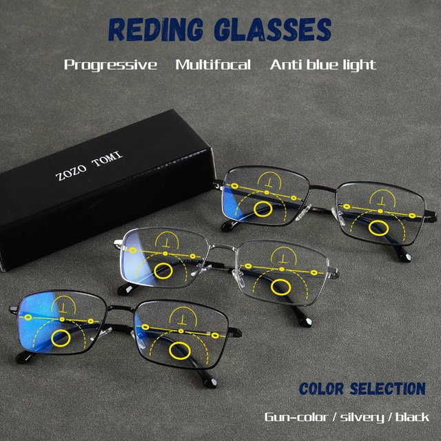 ZOZO TOMI Lesebrille, Metall, Vollrand, rechteckig, Unisex, transparent, black - Bild 1
