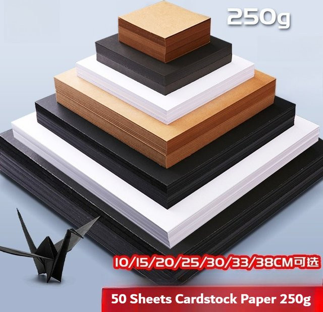 Emenne Kartonpapier Set 50 Blatt in Schwarz und Weiß, 250 g/m2 schweres Baupapier für Scrapbooking, Zeichnen und Kartenherstellung - Bild 1