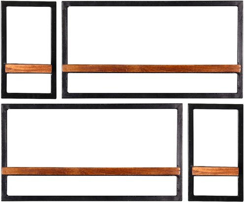 SIT Wandregal PANAMA mit 4 Fachböden aus Holz und Metall in Braun, B/T/H: 75 x 25 x 75 cm - Bild 1