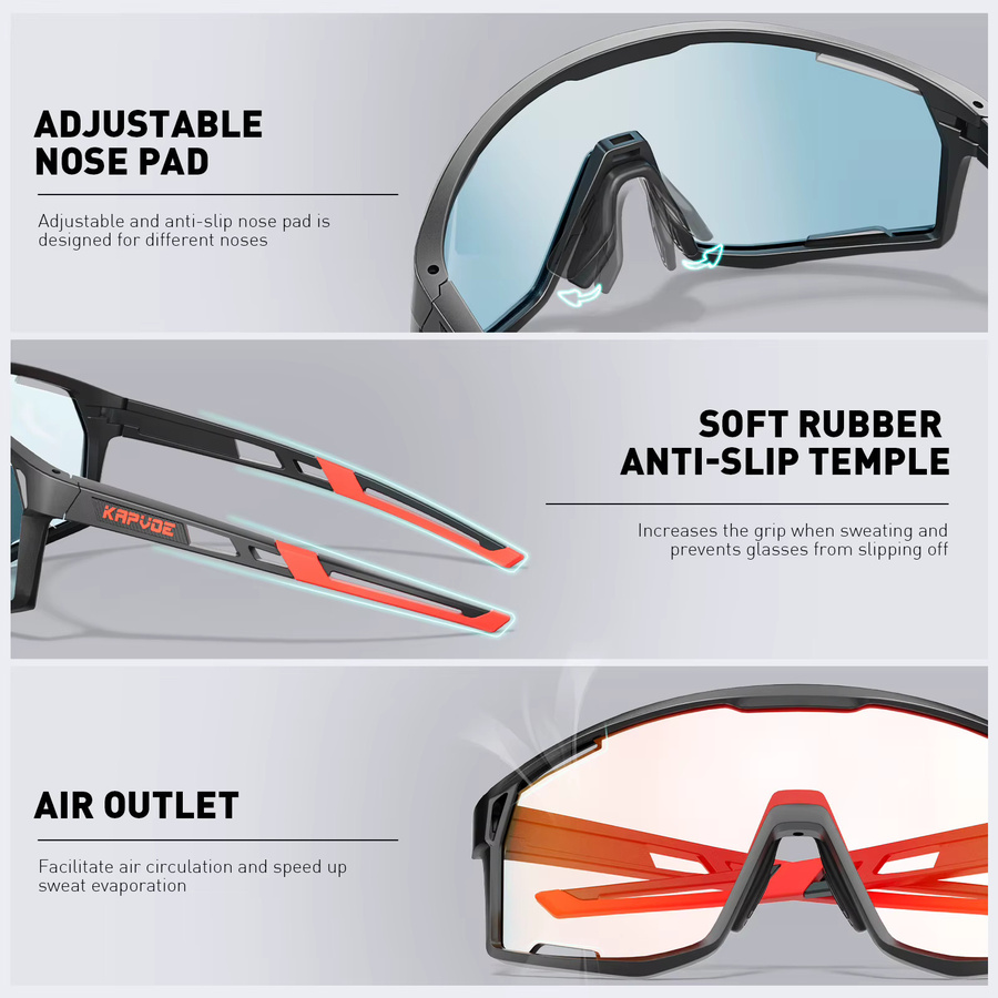 KAPVOE Sportsonnenbrille, Unisex, Vollrand, Schwarz, Kunststoff - Bild 4