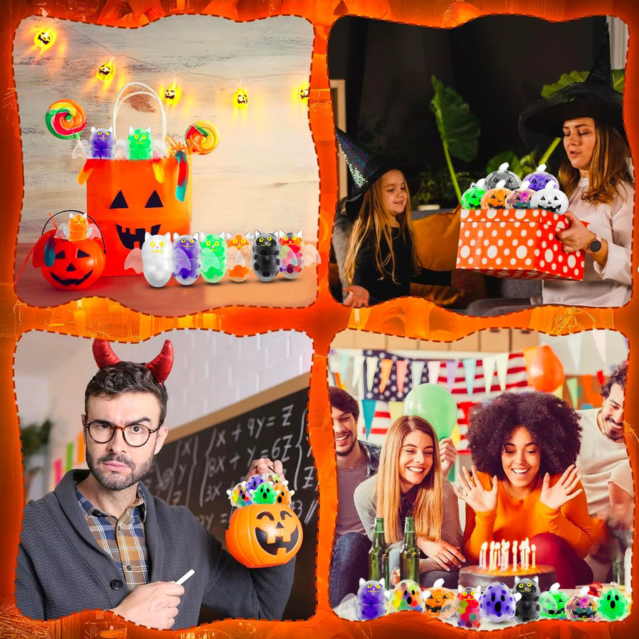 GUEN Halloween Stress Relief Spielzeug aus TPR mit Sound, Motiv Geist Fledermaus oder Kürbis, Mehrfarbig - Bild 4