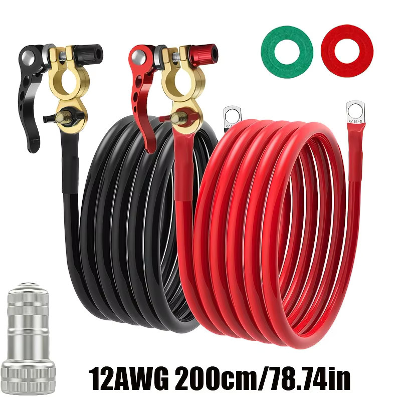 Kfz-Batterieklemmenpfosten Paar aus Messing in Gold für Autos und Motorräder, 12AWG/10AWG/8AWG - Bild 4