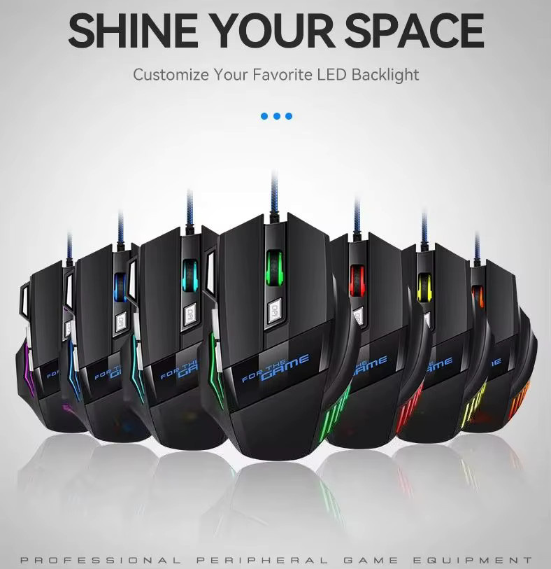 NexusClick RGB Gaming-Maus mit 7 Tasten, 2400 DPI, USB-Anschluss, Schwarz - Bild 3