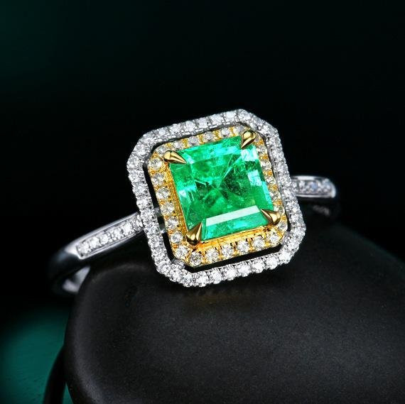 Ring 925 Silber, grüner Edelstein, Zirkonia, Smaragd, Damen - Bild 1