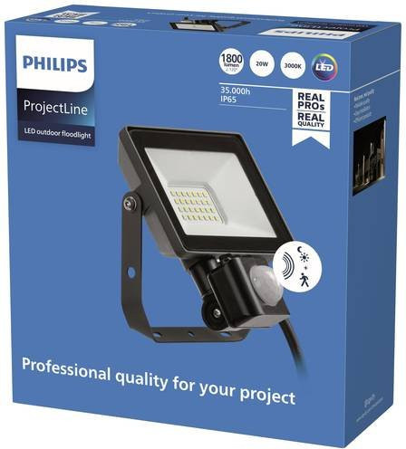 Philips LED-Flutlichtstrahler Projectline mit Bewegungssensor, 20 W, Warmweiß, Schwarz, IP65 - Bild 3