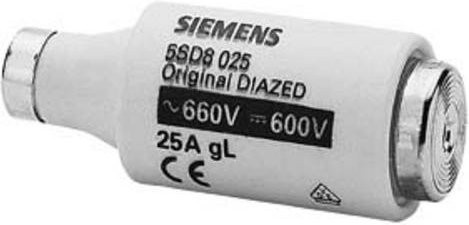 Siemens Sicherungseinsatz DIII 25A 690 V/AC in Weiß, 5er-Pack - Bild 1