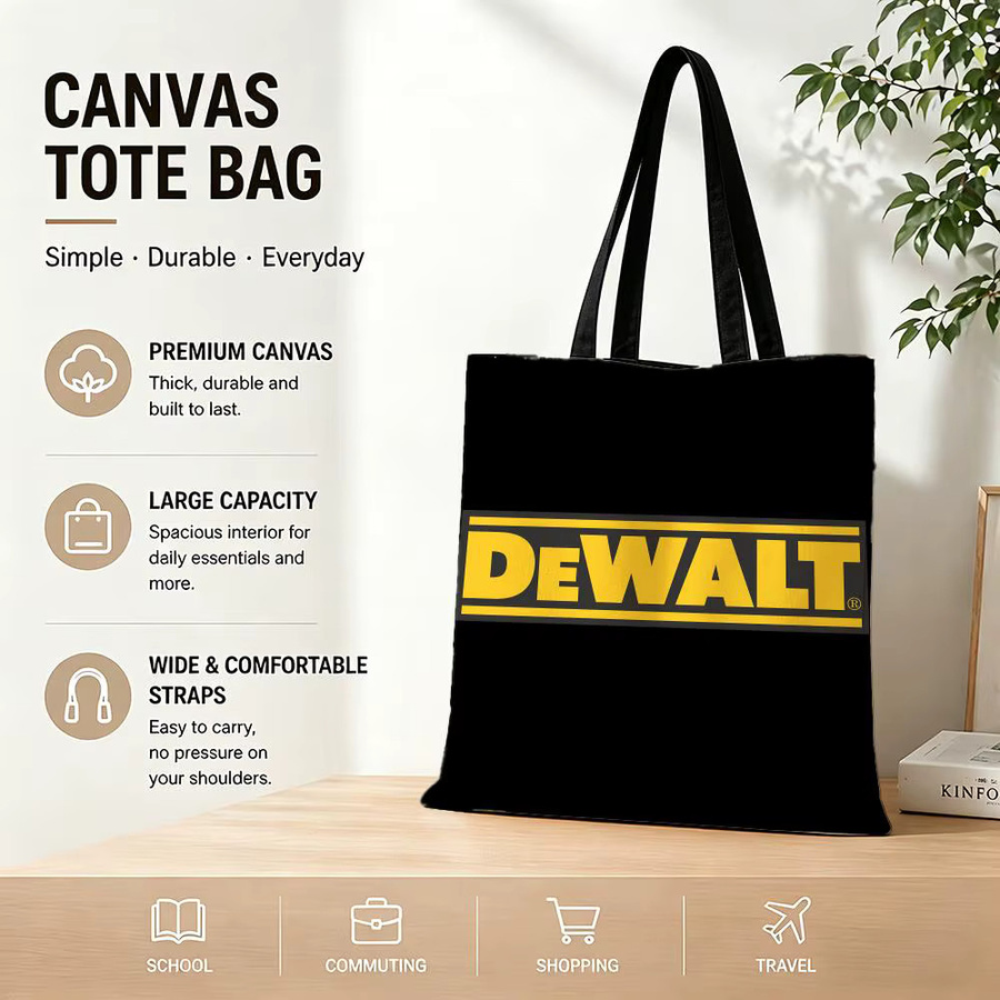 D-De-Walt-T Canvas-Schultertasche in Schwarz für Schule, Pendeln und Reisen - Bild 5