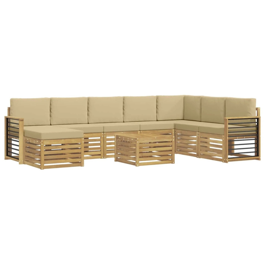 vidaXL Sofagarnitur aus Massivholz Akazie in Beige mit Latten-Design und Armlehnen - Bild 2