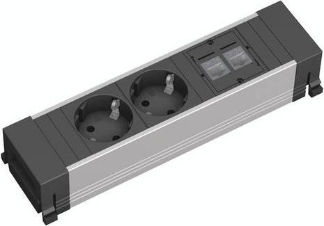 Bachmann 317.101 Steckdosenleiste mit Schutzkontakt in Aluminium und Schwarz - Bild 1
