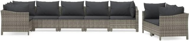 vidaXL 8-tlg Garten-Lounge-Set in U-Form aus grauem PE-Rattan mit Kissen und pulverbeschichtetem Stahlgestell - Bild 1