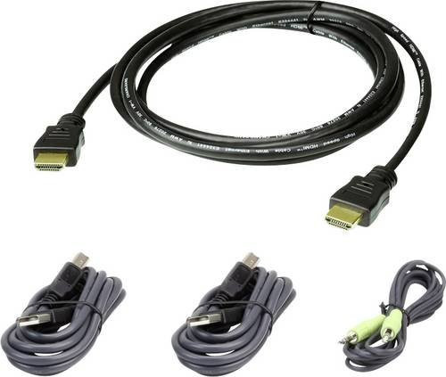 ATEN KVM Anschlusskabel in Schwarz mit HDMI, USB 2.0 A und 3,5 mm Klinkenstecker - Bild 1