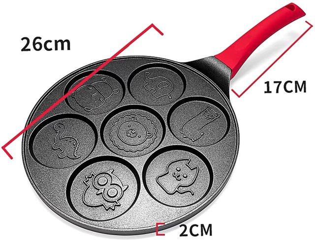 Pfannkuchen Maker mfySpace mit 7 Tierformen, Antihaft-Grillpfanne aus Aluminium und Silikon, Schwarz - Bild 1