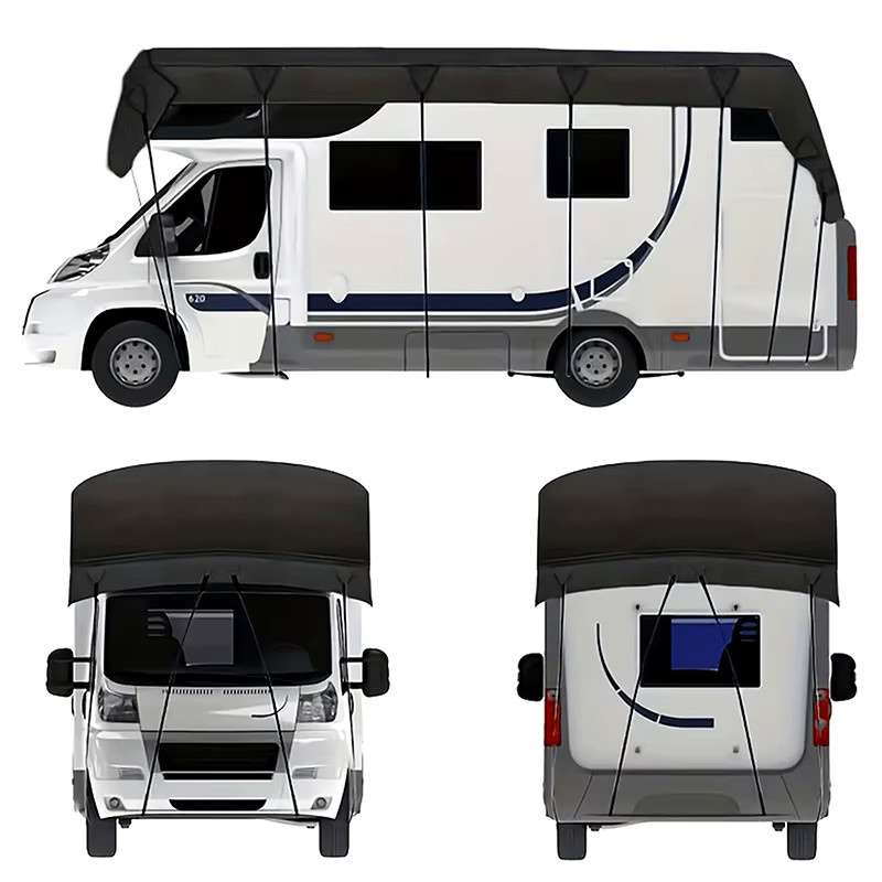 Wasserdichte Wohnmobil-Dach-Sonnenschutz-Abdeckung aus 210D Oxford-Polyester in Schwarz - Bild 4