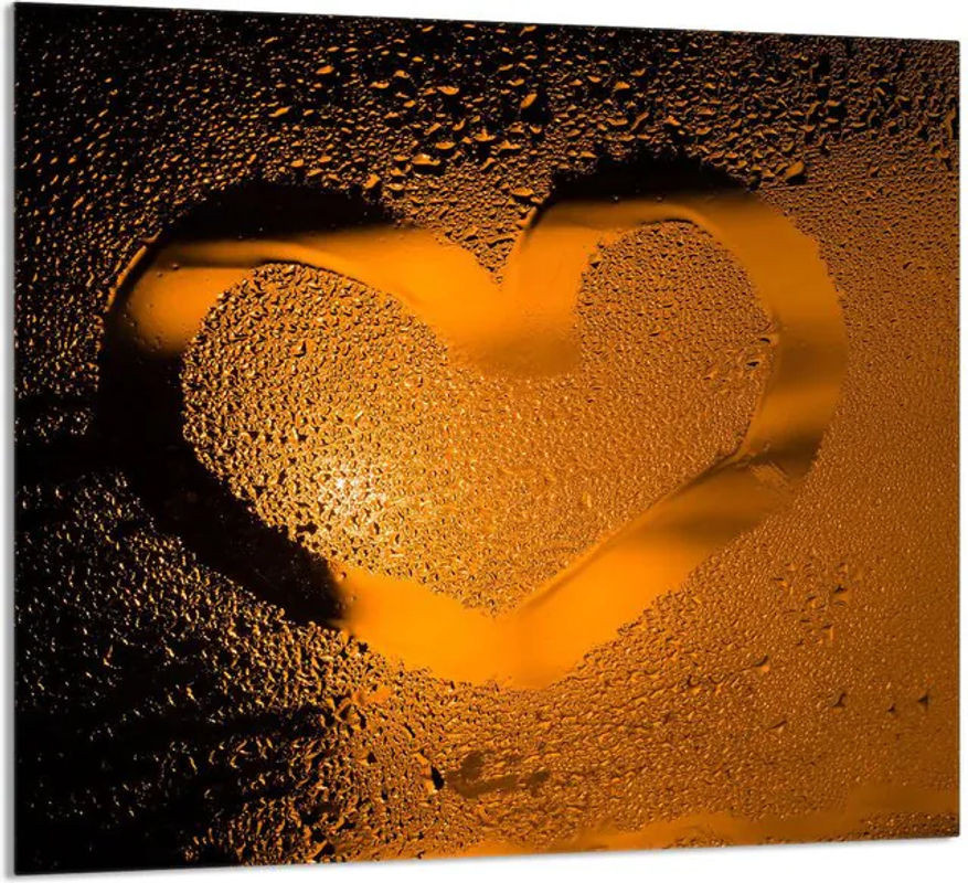 Modernes Küchen-Glaspanel mit Herz-Design in Orange, B/H: 65 x 60 cm - Bild 1