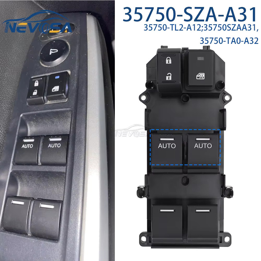 NEVOSA Elektrischer Fensterheber-Steuerschalter für Honda Accord MK8 VIII Pilot 2011-2015 in Schwarz, Teilenummer 35750-SZA-A31 35750-TB0-H01 - Bild 2
