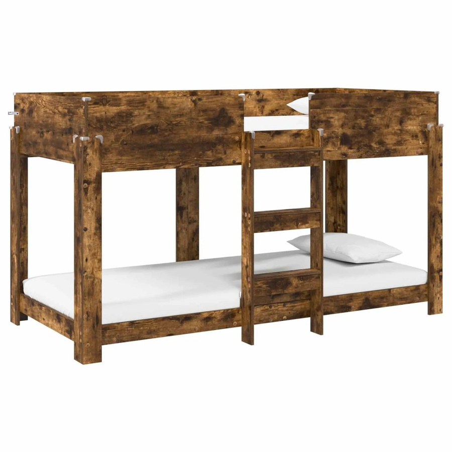 vidaXL Etagenbett für Kinder in Geräucherte Eiche, modernes Design, B/T/H: 90 x 200 x 170 cm (ca.) - Bild 2